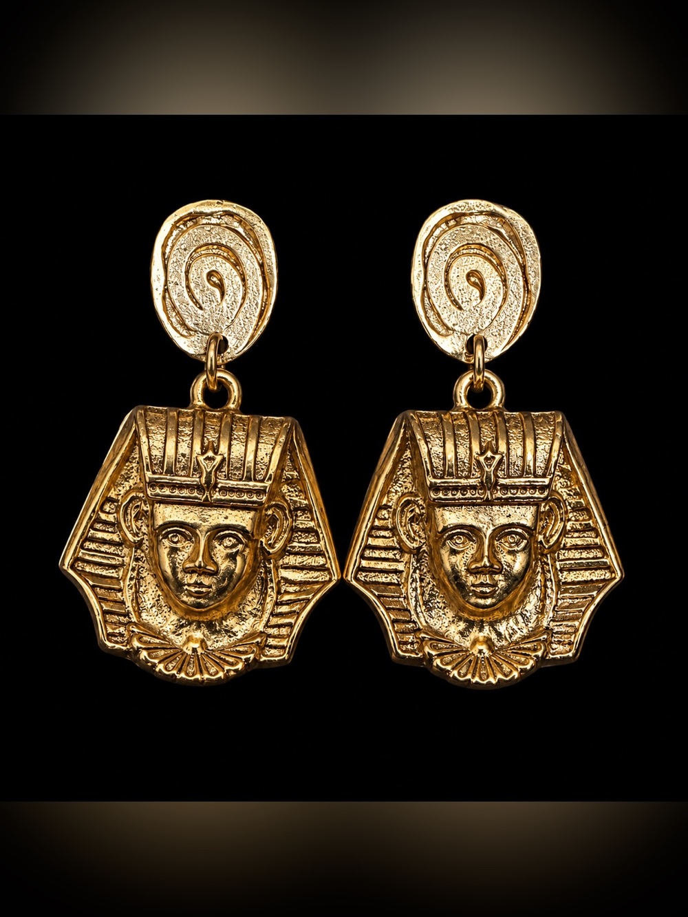 Gold Egyptian Pharaoh Drop Earrings - Women Jewelry